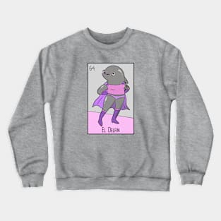 El Delfin // Mexican Luchador Dolphin Loteria Card Crewneck Sweatshirt